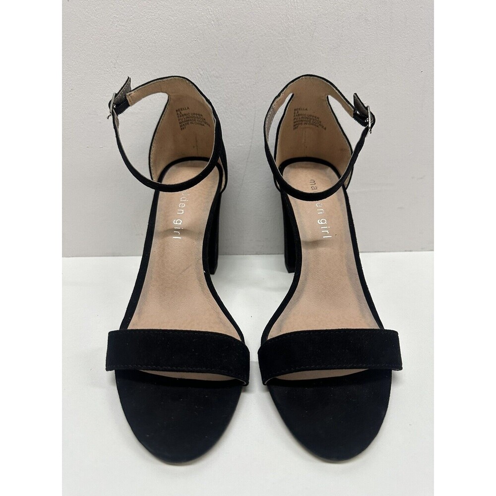 Madden Girl Beella women size 6.5 black faux suede ankle strap block heel sandal